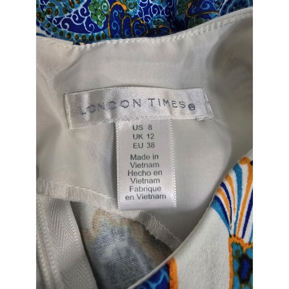 London Times Womens Blue Green Medallion Print Sleeveless‎ Shift Dress Size 8 - Picture 3 of 5